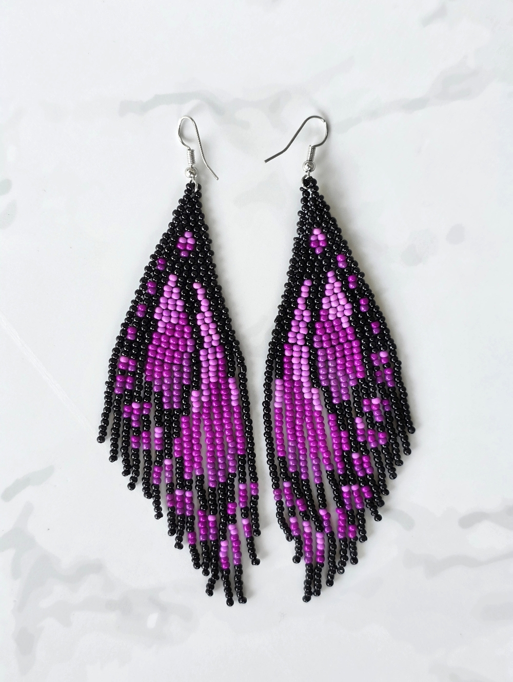 Butterfly Beaded Fringe Boho Earrings Handmade Boheme - Picture 3 of 3